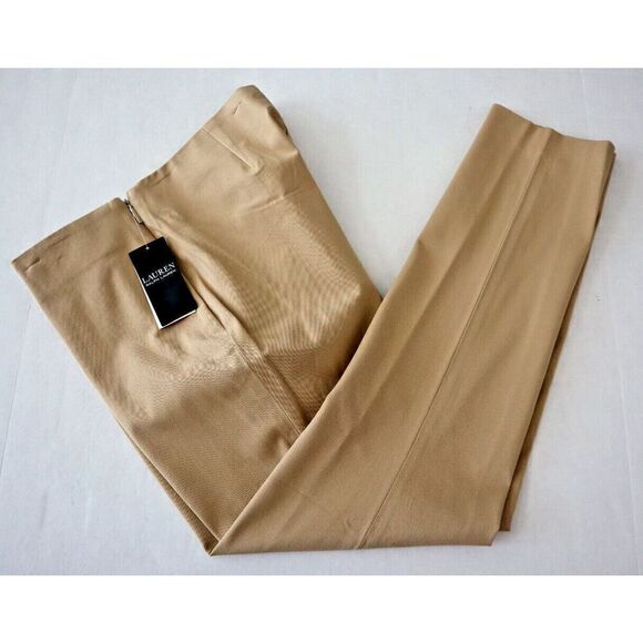 Lauren Ralph Lauren Women's Sz 10 Tan Keslina Stretch Twill Skinny Pants - Picture 10 of 11